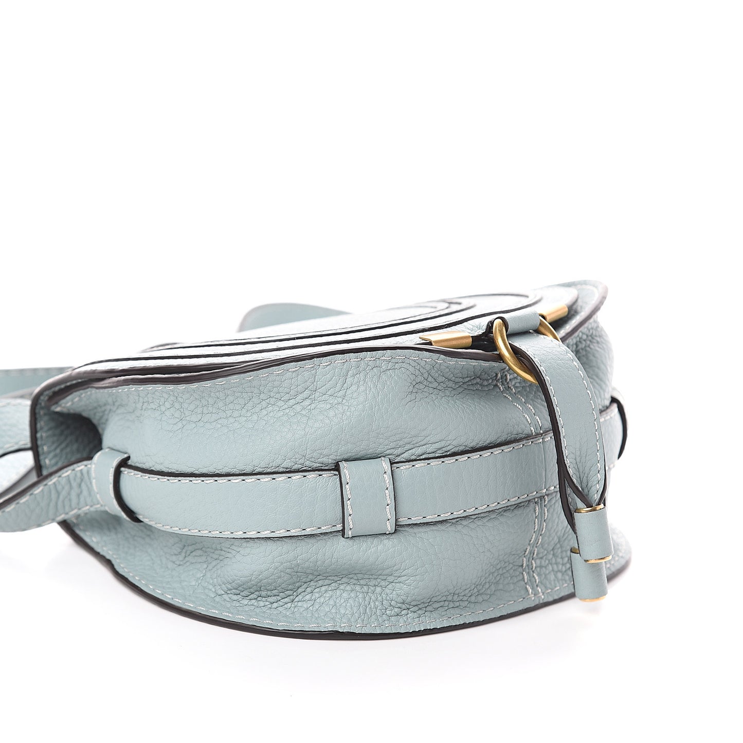 Calfskin Mini Marcie Round Crossbody Bag Faded Blue