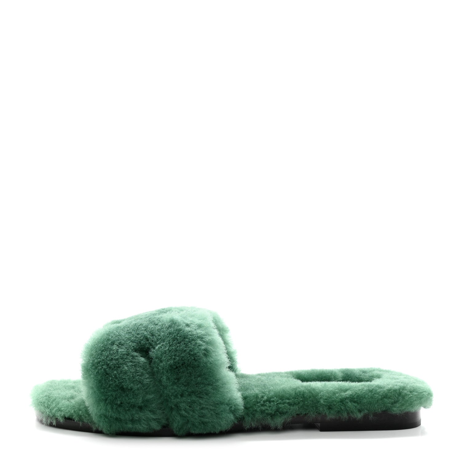 Hermes Woolskin Oran Sandals 38 Vert Anglais 1 of 8