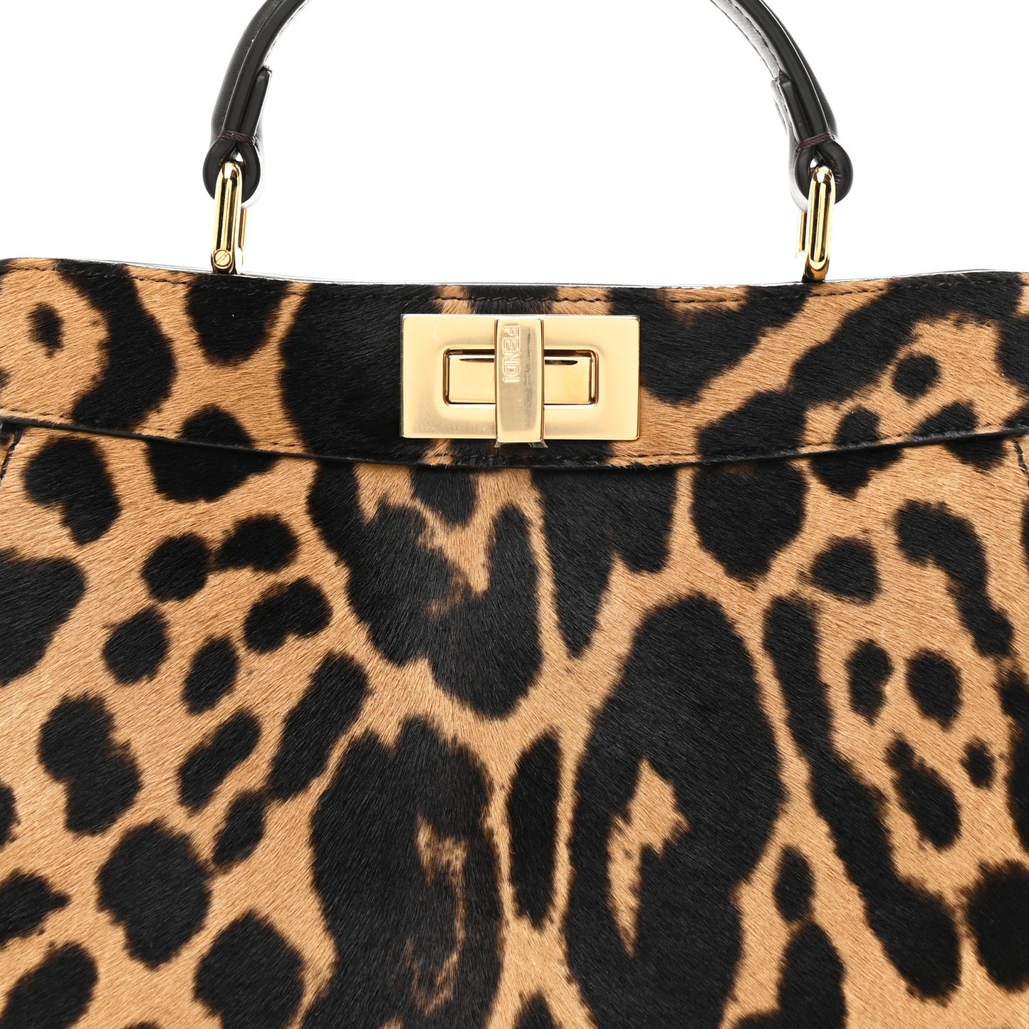 Cavallino Vitello Jaguar Print Small Peekaboo I SEE U Satchel Tobacco
