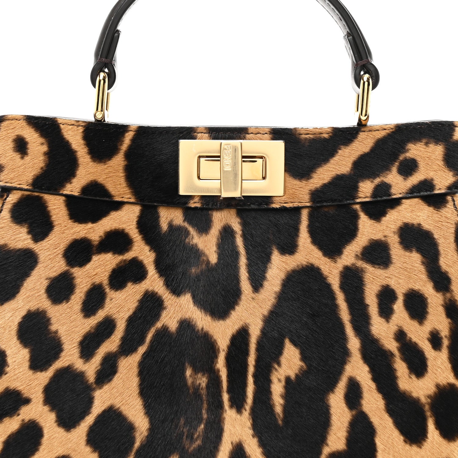 Fendi Cavallino Vitello Jaguar Print Small Peekaboo I SEE U Satchel Tobacco 7 of 9