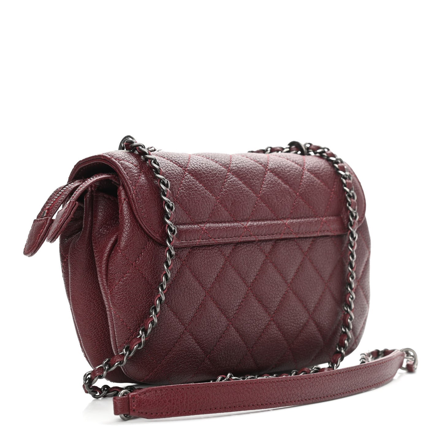 Goatskin Quilted CC Waiter Shoulder Bag Burgundy