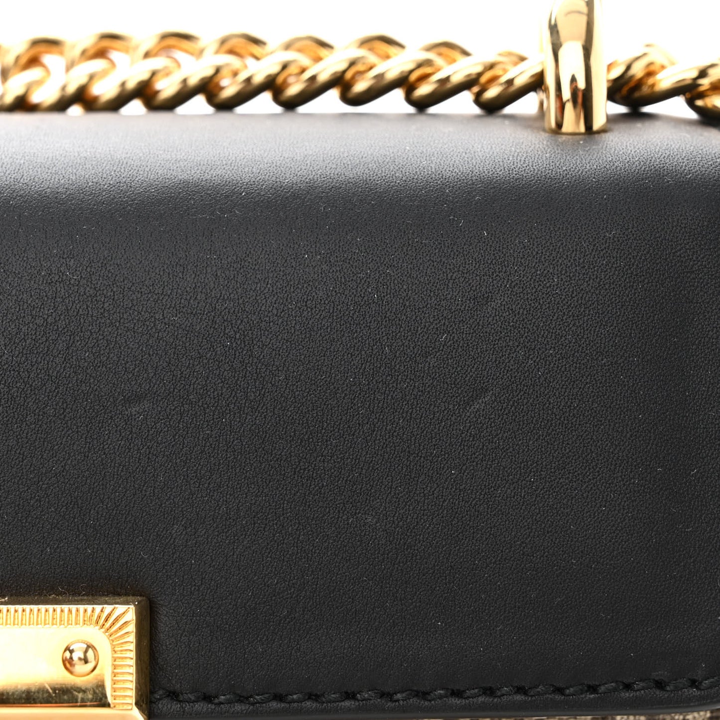 GG Supreme Monogram Calfskin Small Padlock Shoulder Bag Beige Black Cuir