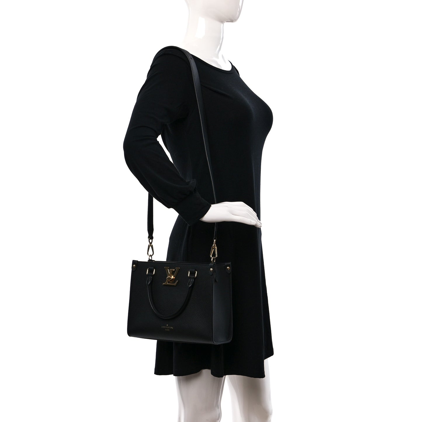 Calfskin Lock & Go Tote Black