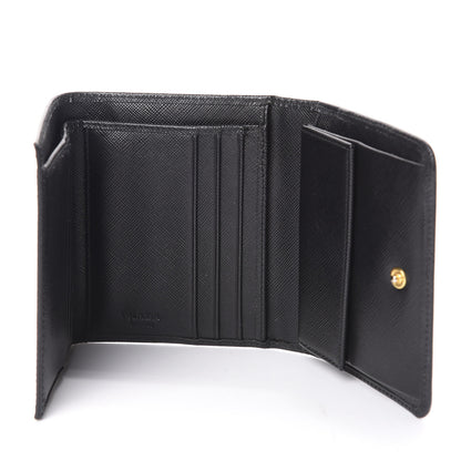 Prada Saffiano Metal Tri-Fold Wallet Black 5 of 6