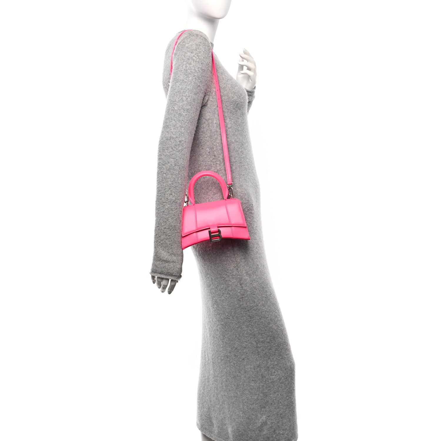 Balenciaga Shiny Box Calfskin Hourglass Top Handle Bag XS Hot Pink 2 of 11