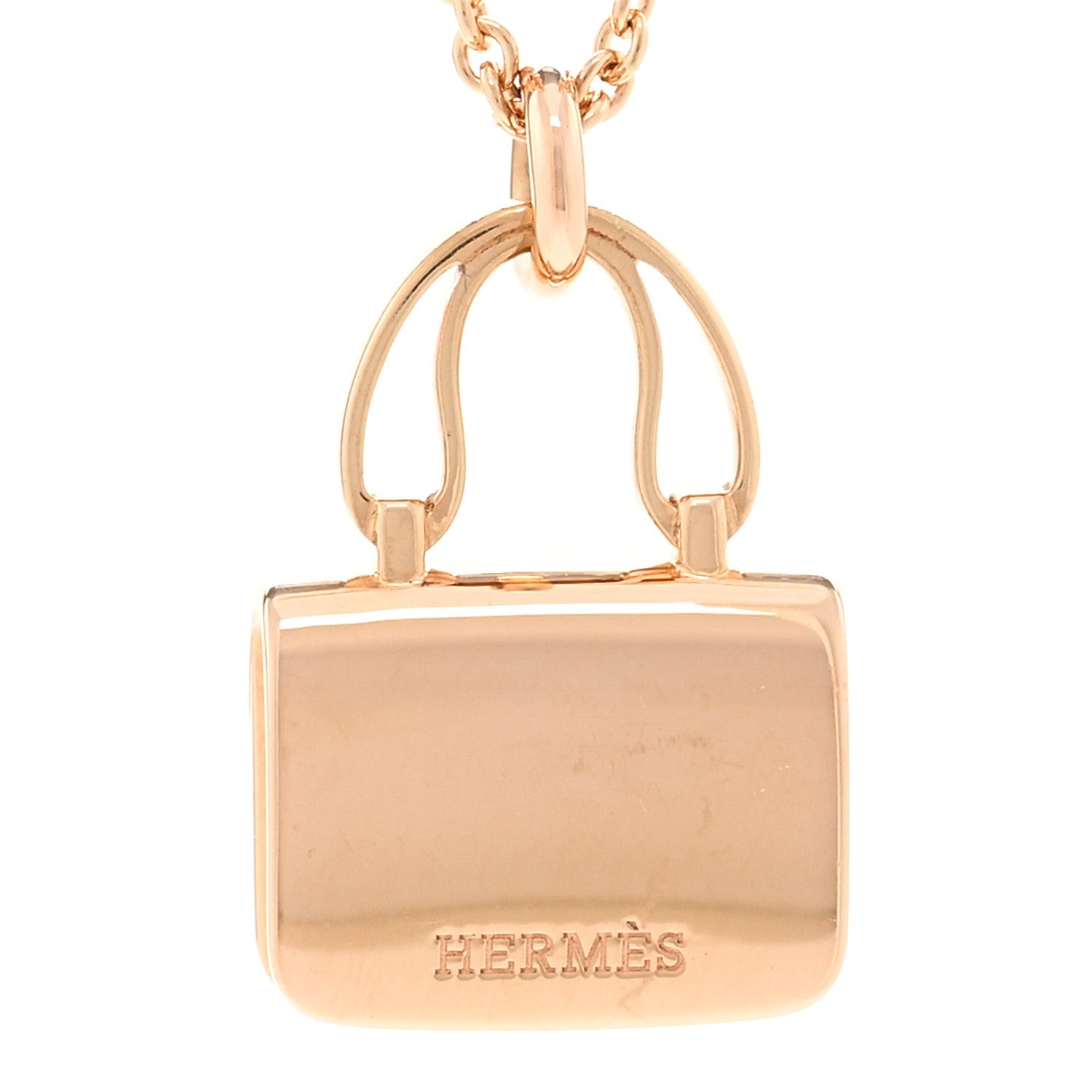 Hermes 18K Rose Gold Pink Sapphire Constance Amulettes Pendant Necklace 5 of 5