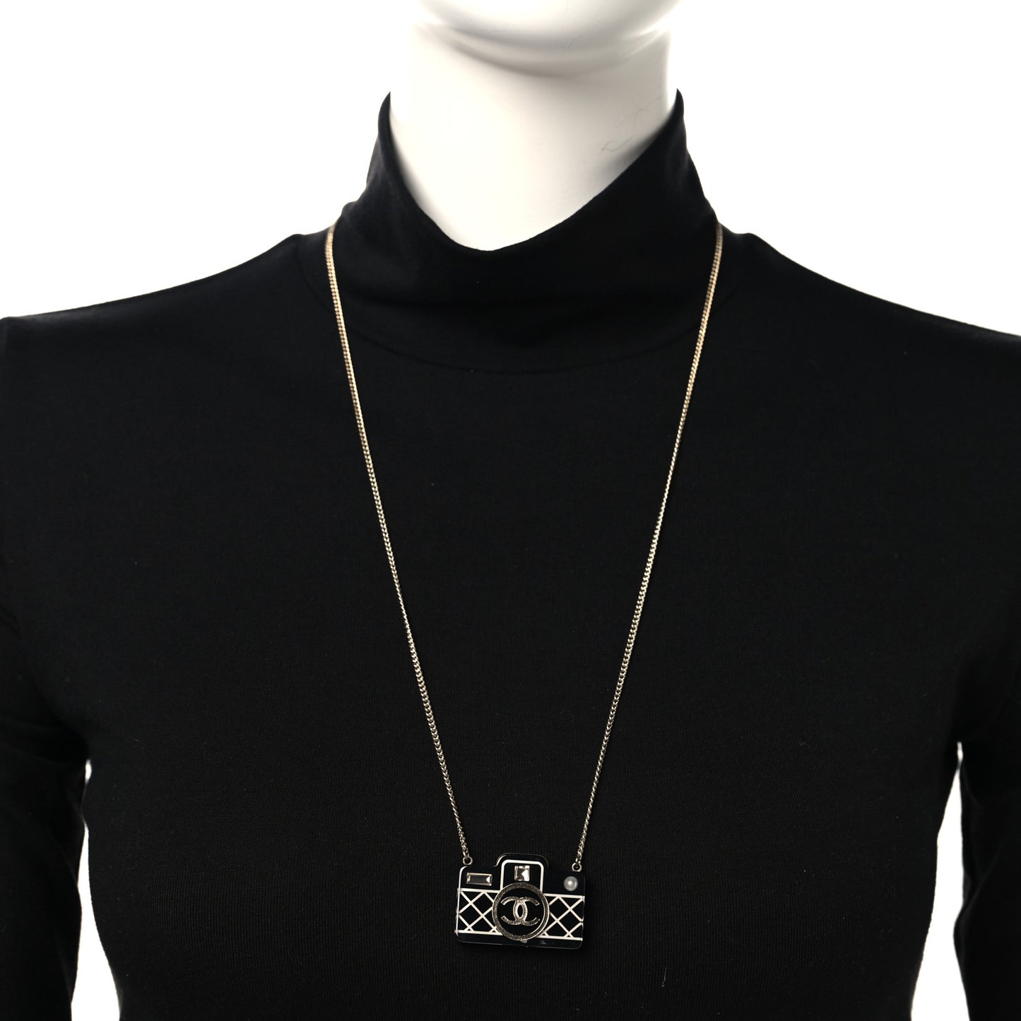 Resin Camera CC Necklace Black Gold