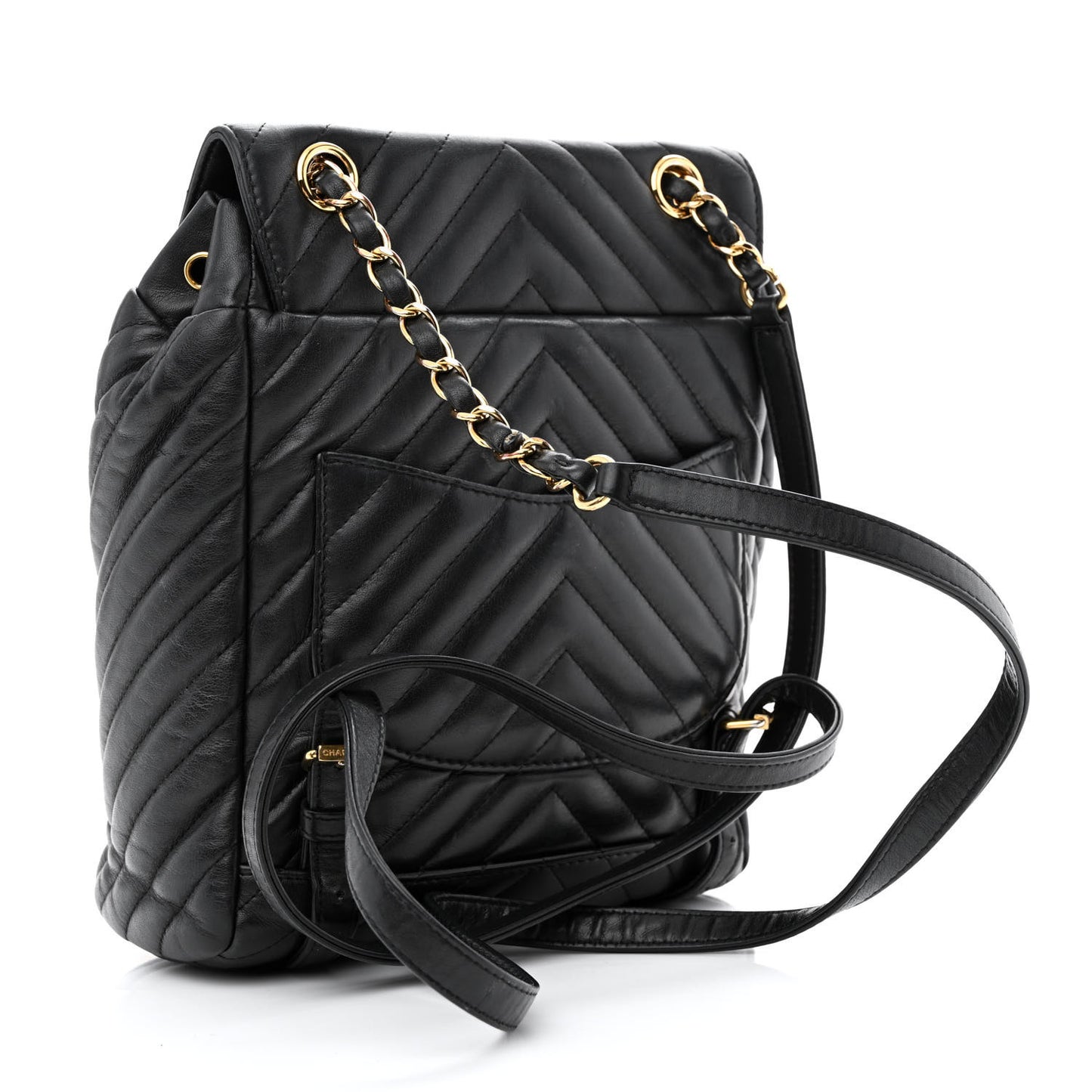 Calfskin Chevron Quilted Small Urban Spirit Backpack Black