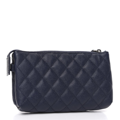Chanel Caviar Quilted Cosmetic Case Navy 3 of 13