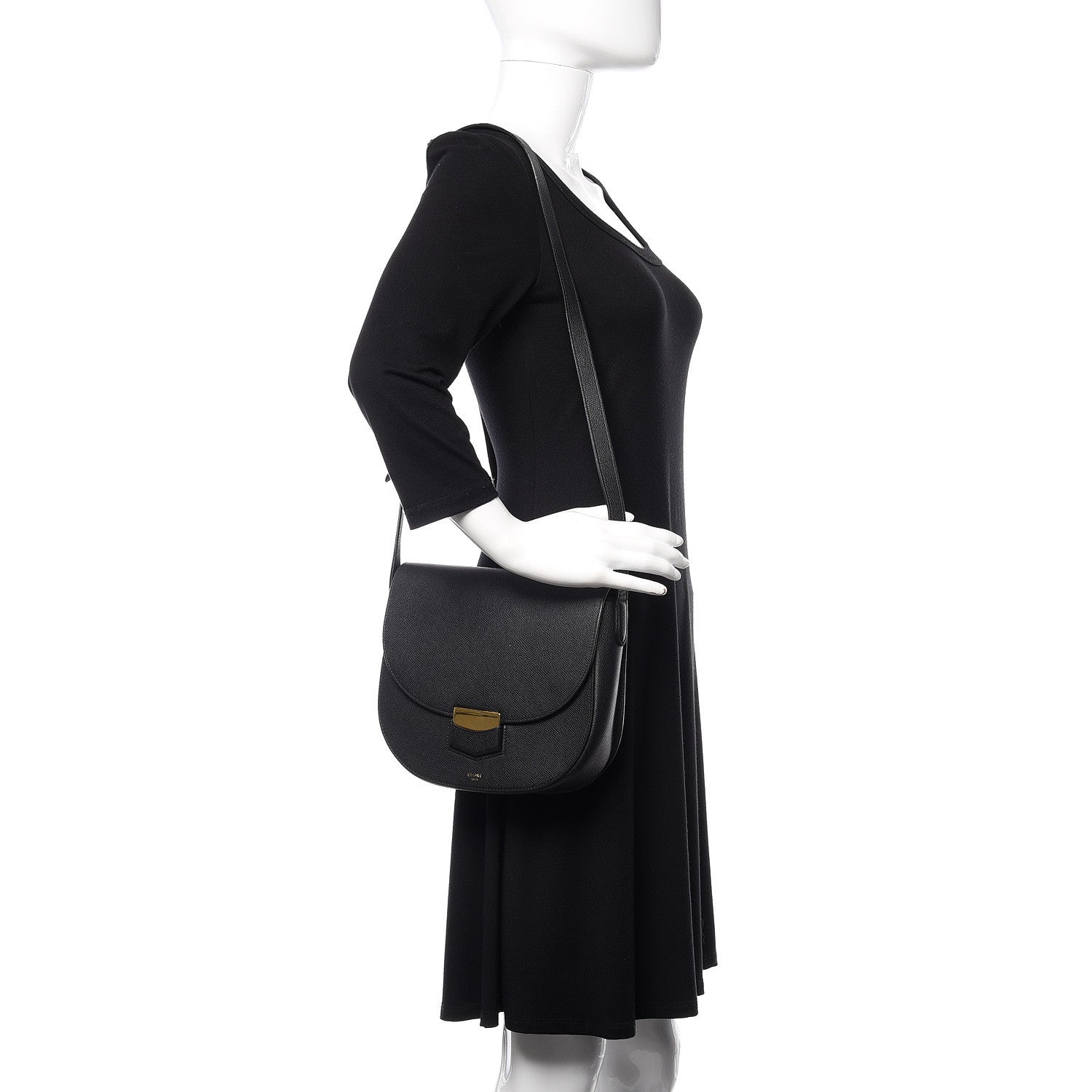 Celine Grained Calfskin Compact Trotteur Black 2 of 8