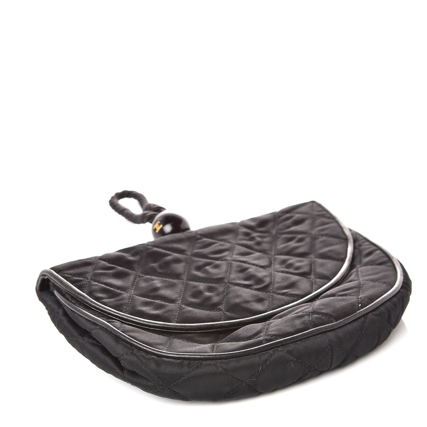 Chanel Satin Quilted Evening Clutch Black 4 of 12