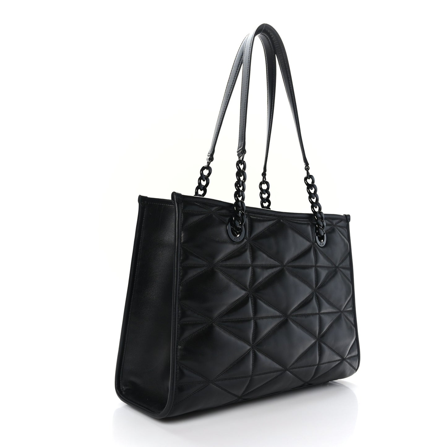 Lambskin Cloud Quilted Large Travia Tote Black