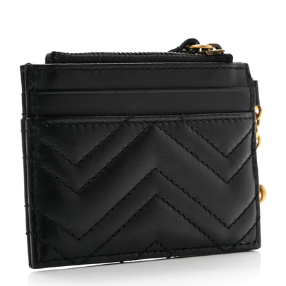 Gucci Calfskin Matelasse Chevron GG Marmont Key Case Card Holder Black 3 of 6