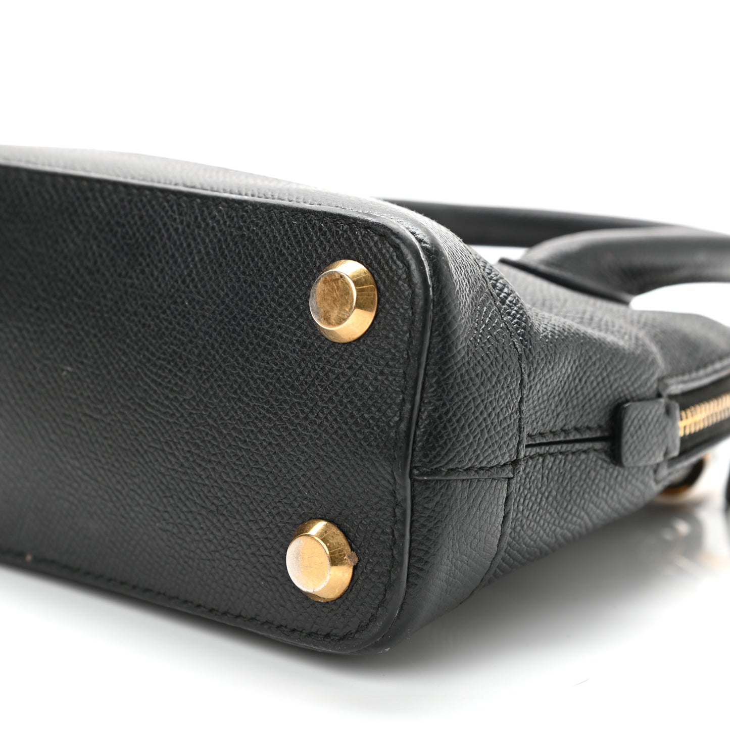 Signature Grained Calfskin XXS Ville Top Handle Bag Black White