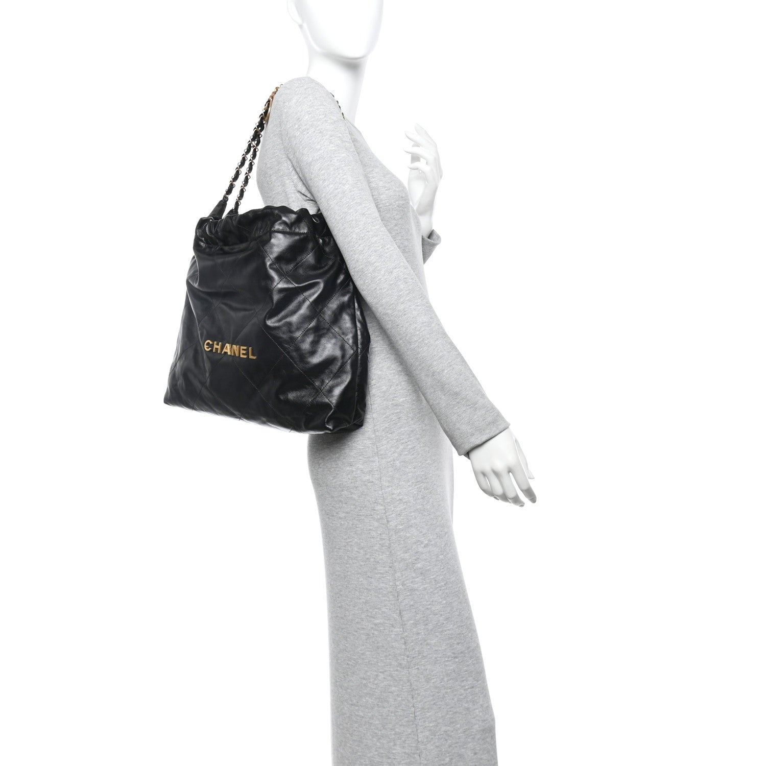 Chanel Shiny Calfskin Quilted Chanel 22 Black 2 of 12
