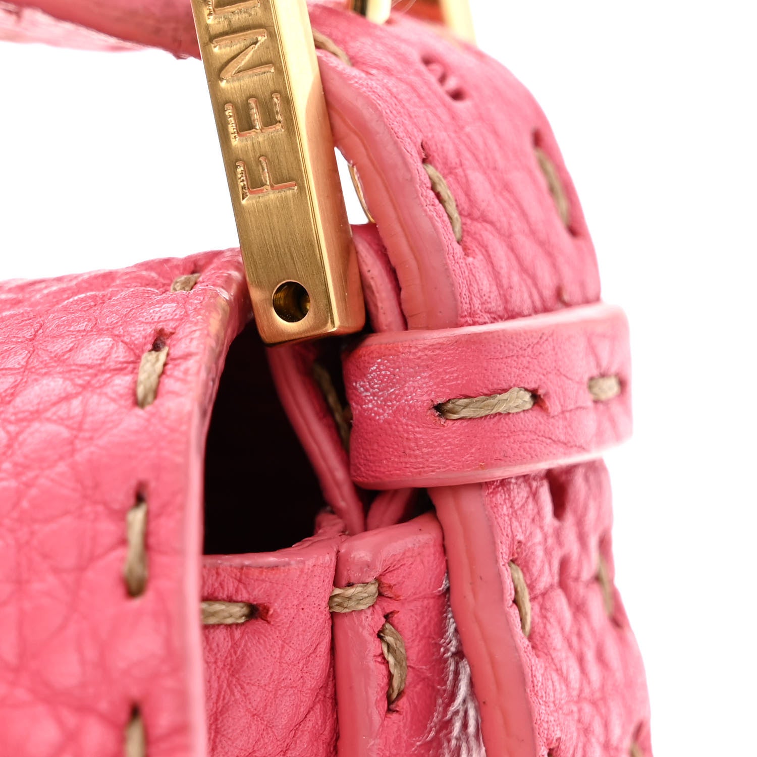 Fendi Calfskin Romano Selleria Baguette Pink 11 of 14