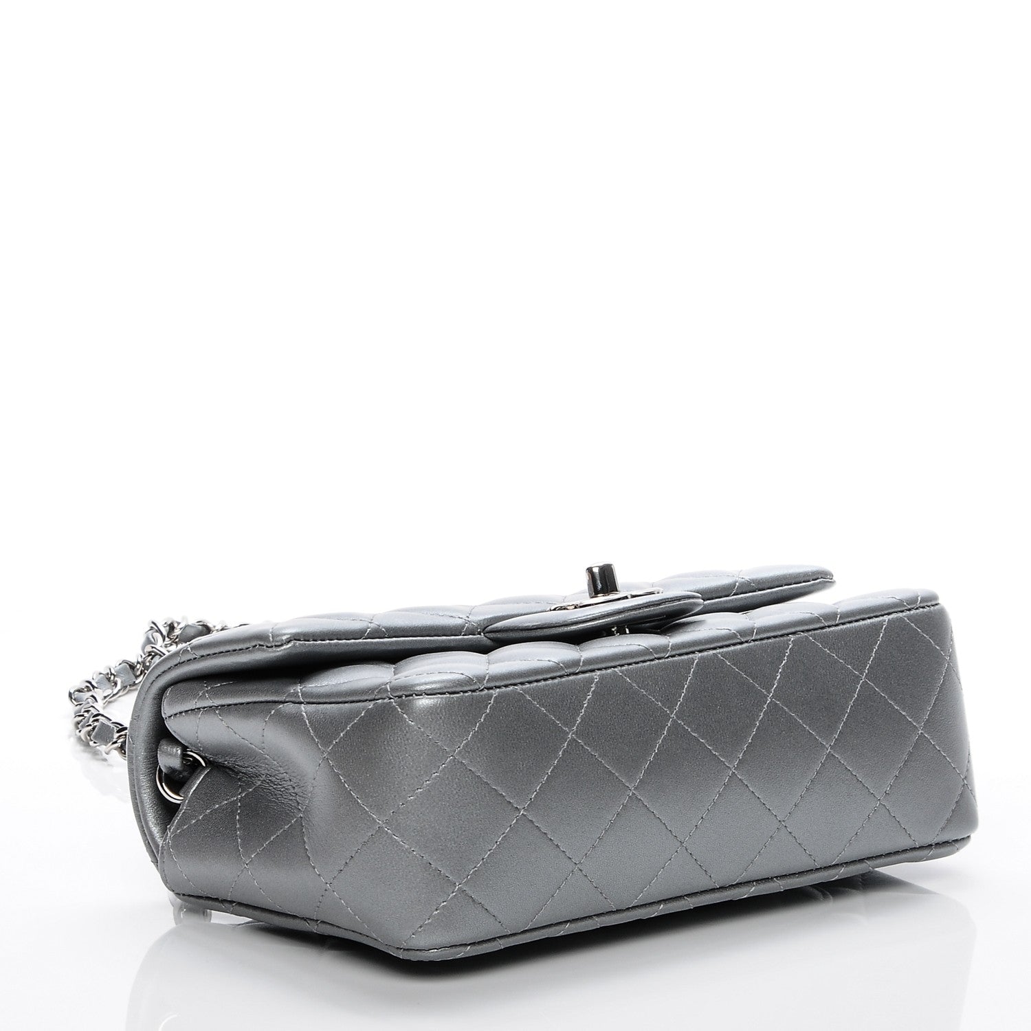 Chanel Metallic Lambskin Quilted Mini Rectangular Flap Silver 4 of 7