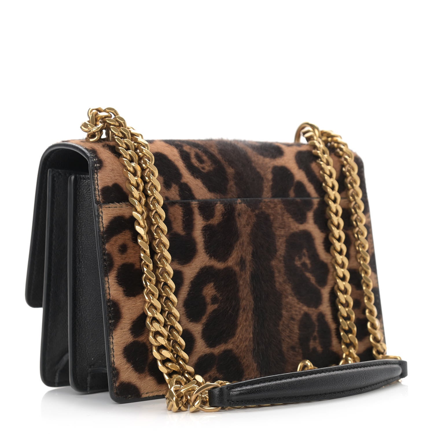 Saint Laurent Calf Hair Monogram Small Sunset Chain Wallet Leopard 3 of 10