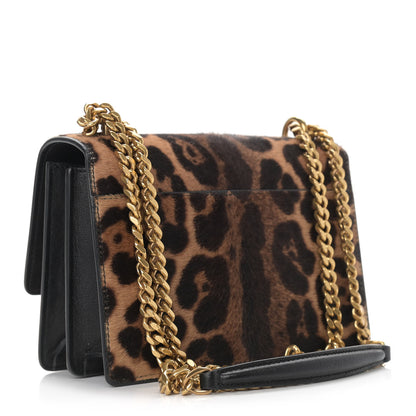 Saint Laurent Calf Hair Monogram Small Sunset Chain Wallet Leopard 3 of 10