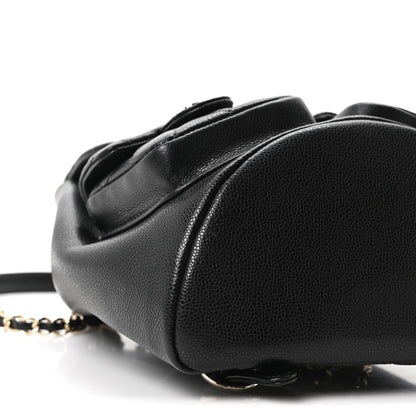 Chanel Shiny Caviar Quilted Small Duma Pockets Drawstring Backpack Black 8 of 10