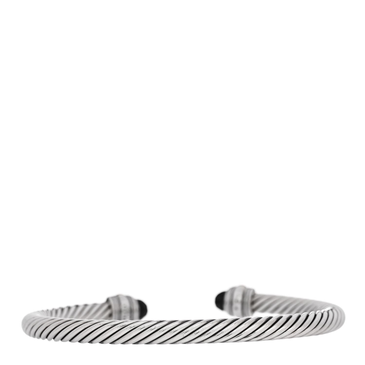 David Yurman Sterling Silver 14K Yellow Gold Black Onyx 5mm Cable Classics Bracelet 2 of 5