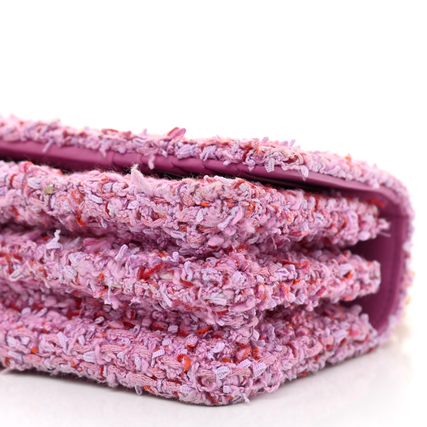 Chanel Tweed Enamel Quilted Pending CC Mini Wallet On Chain WOC Pink Purple 11 of 12