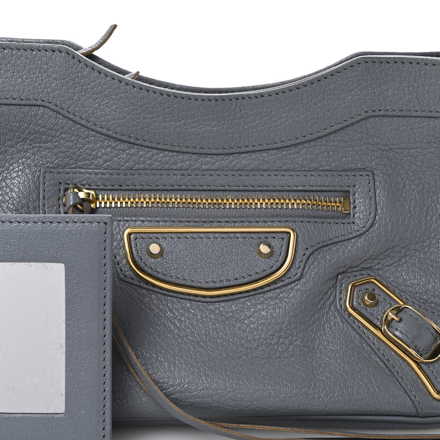 Chevre Gold Metallic Edge Hardware Hip Gris Acier