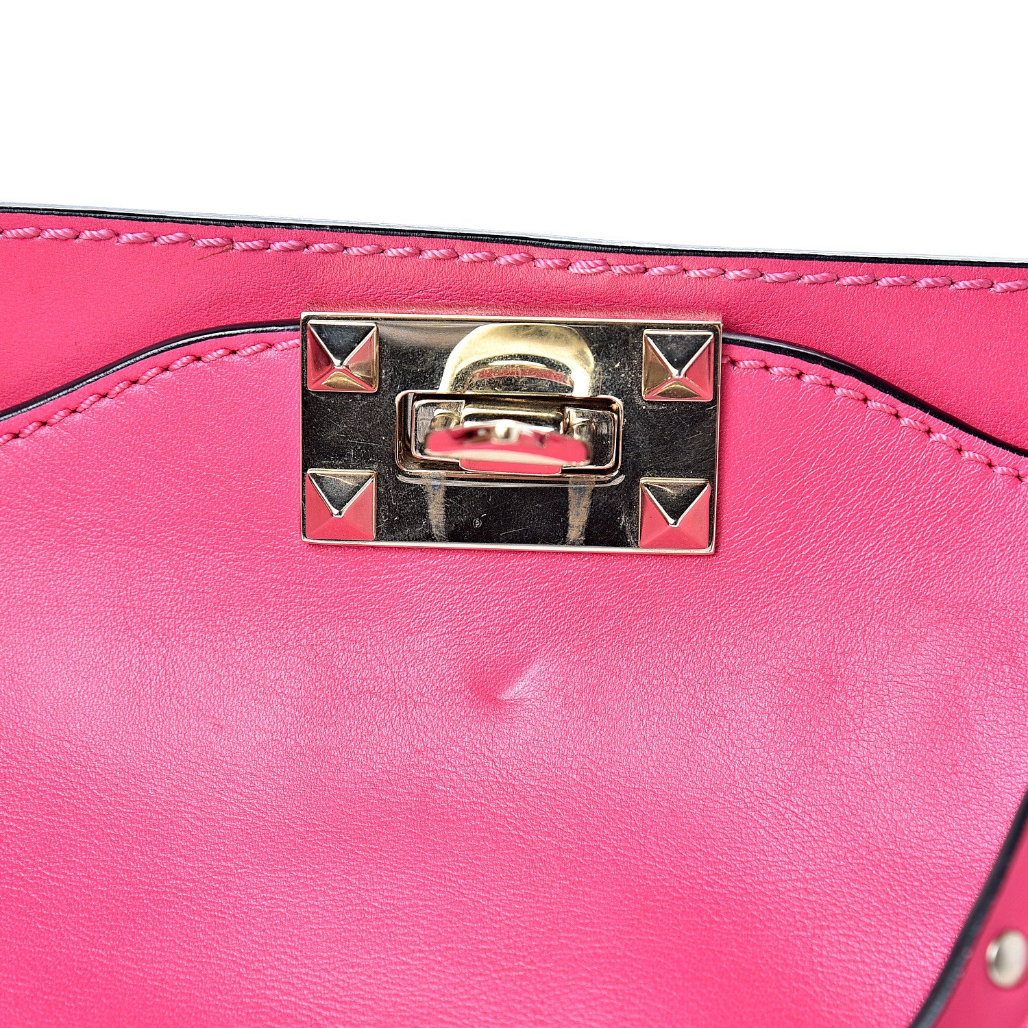 Valentino Garavani Vitello Medium Rockstud Tote Pop Fuxia 14 of 14
