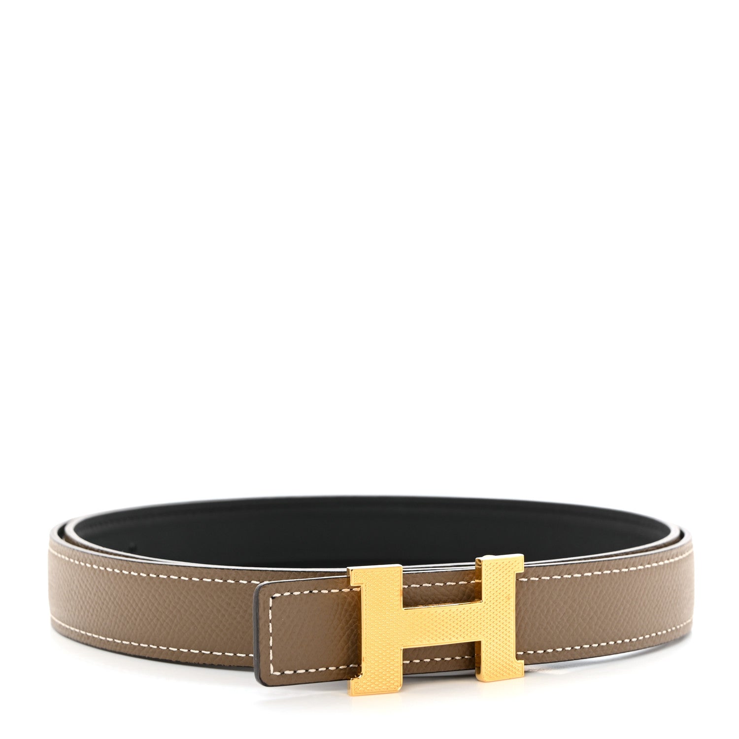 Hermes Epsom Swift 24mm Mini Constance Guilloche H Belt 80 32 Etoupe Black 2 of 7