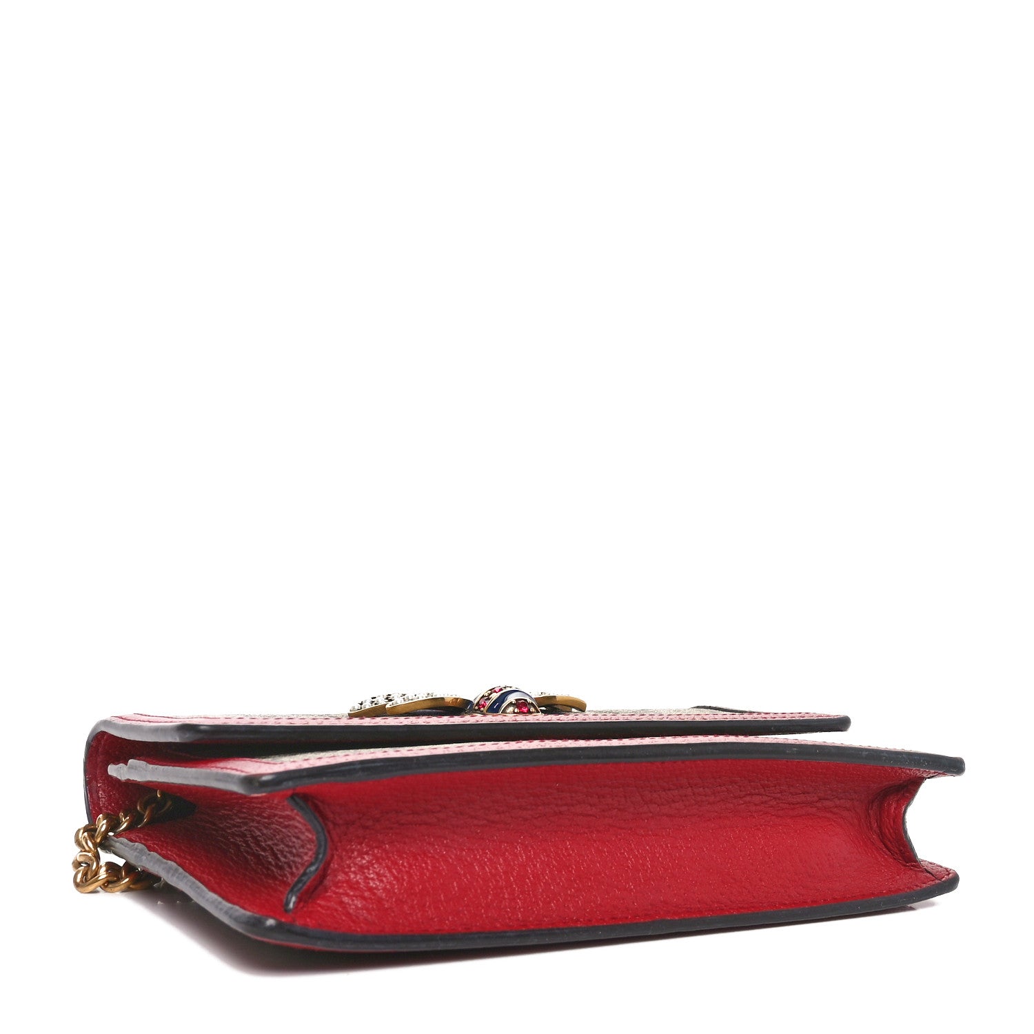 Gucci GG Supreme Monogram Web Queen Margaret Chain Wallet Red 4 of 9