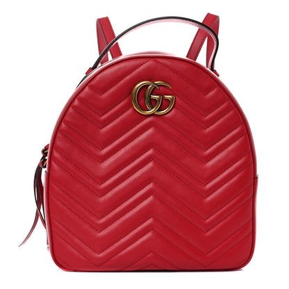 Gucci Calfskin Matelasse GG Marmont Dome Backpack Hibiscus Red 1 of 15