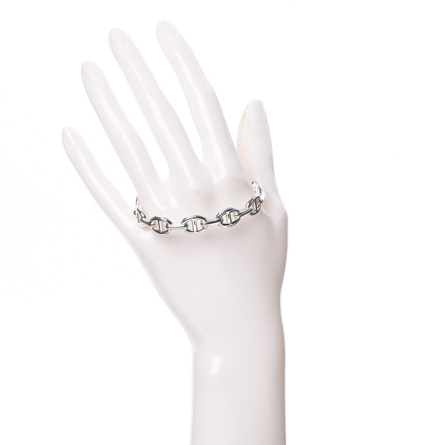 Hermes Sterling Silver MM Chaine d'Ancre Enchainee Cuff Bracelet LG 2 of 5