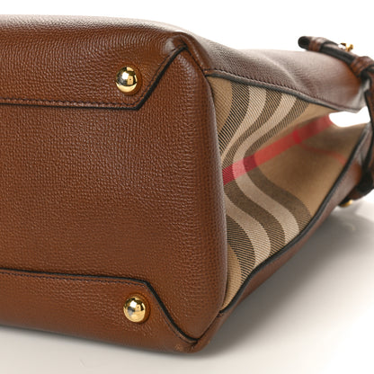 Burberry Grainy Calfskin House Check Large Banner Tote Tan 8 of 9