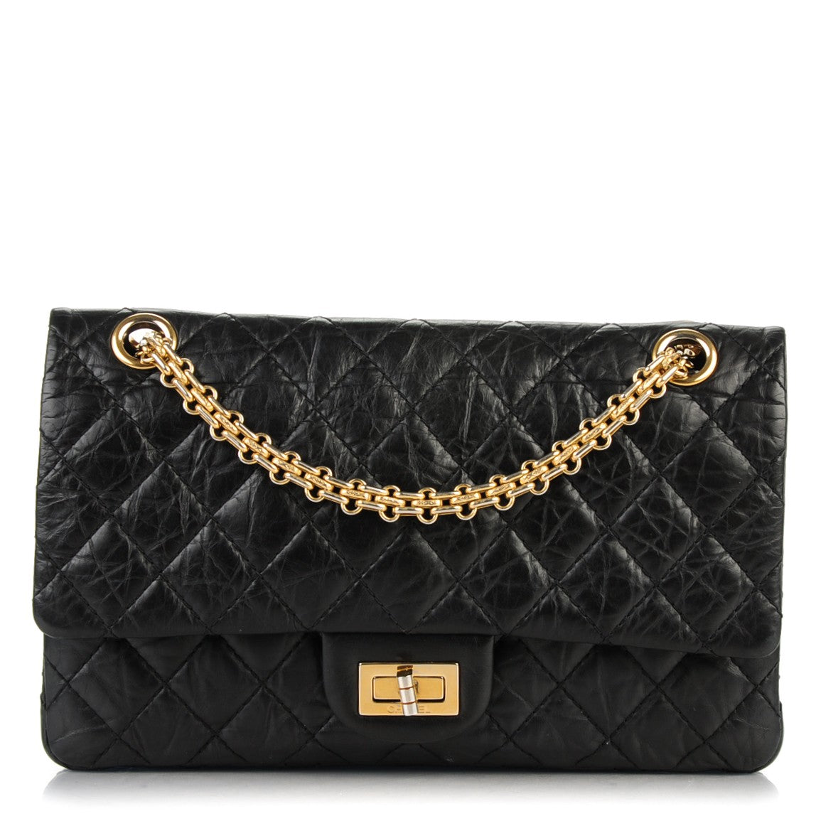 Aged Calfskin Quilted 2.55 Reissue 225 Flap Black