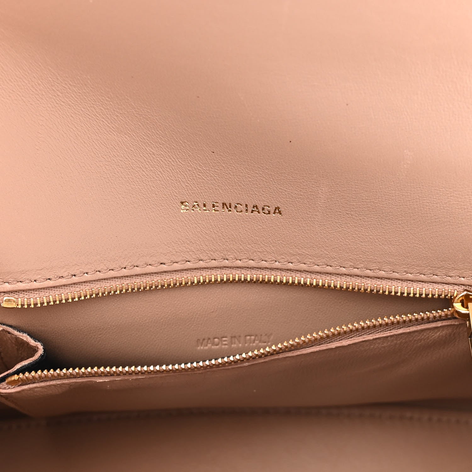 Balenciaga Shiny Calfskin Crocodile Embossed Small Hourglass Top Handle Bag Nude Beige 6 of 9