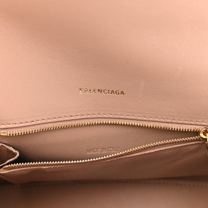 Balenciaga Shiny Calfskin Crocodile Embossed Small Hourglass Top Handle Bag Nude Beige 6 of 9