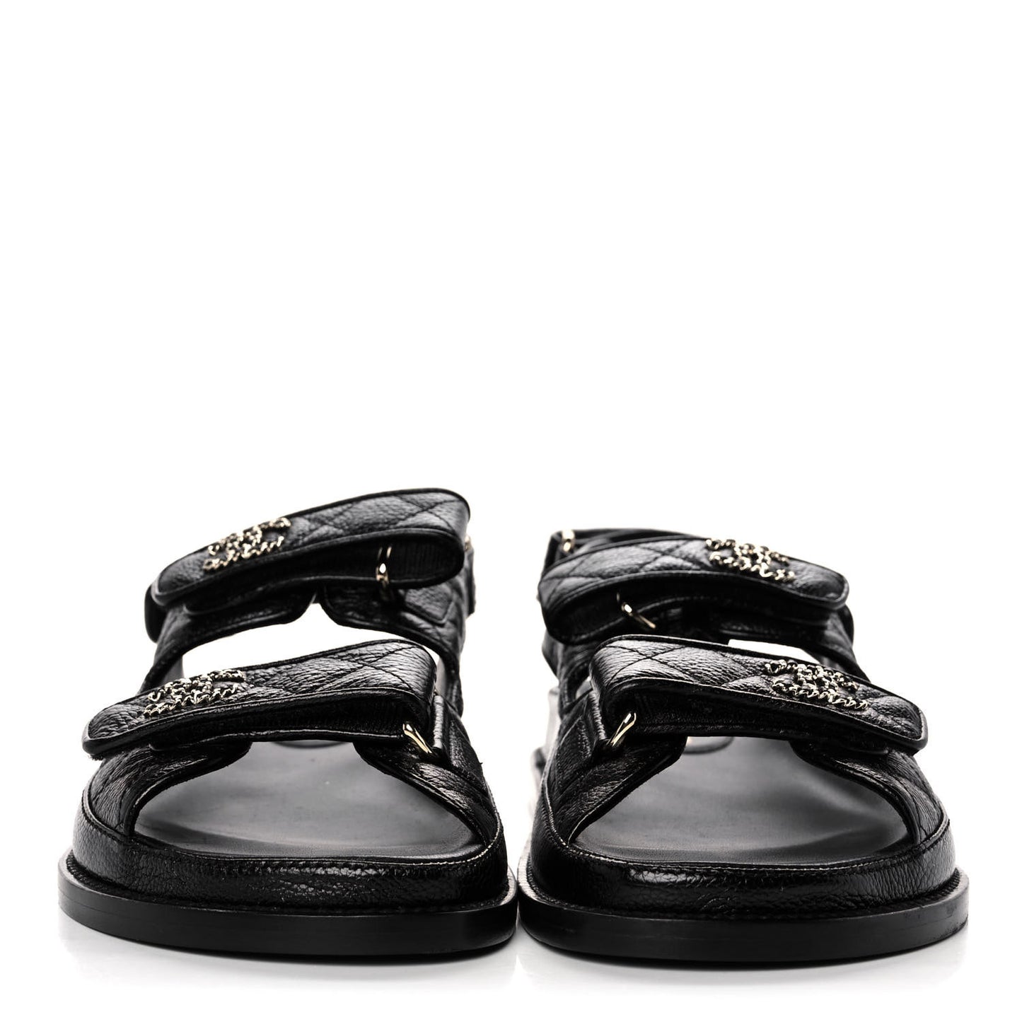 Grained Calfskin Velcro Dad Sandals 37.5 Black