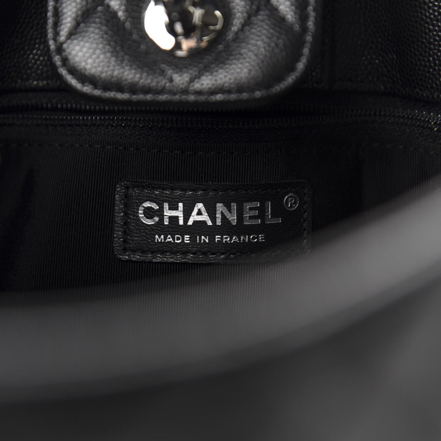 Caviar Quilted Large Shopping Tote Black