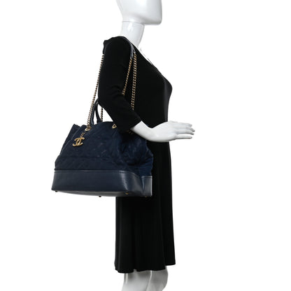 Chanel Iridescent Caviar Quilted Globe Trotter Shopping Tote Navy Blue 2 of 20