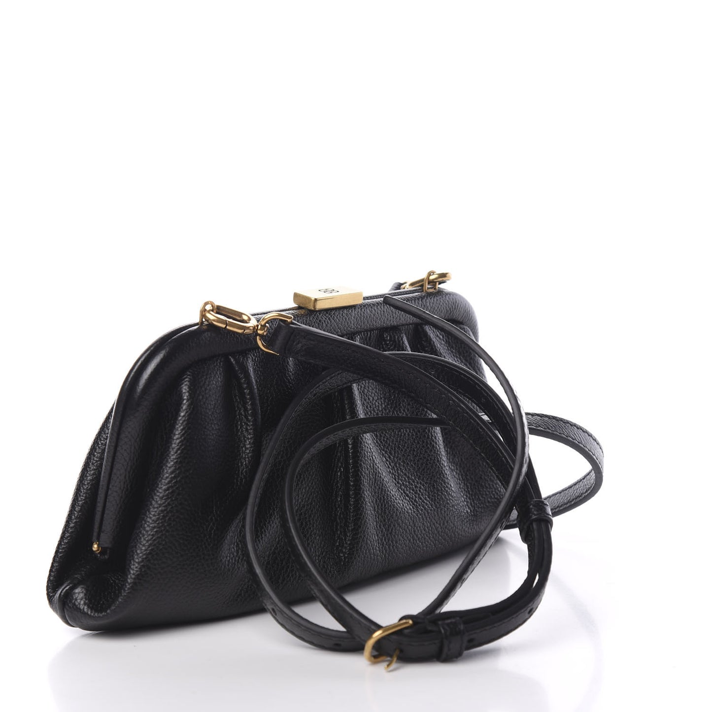 Grained Calfskin Logo Cloud Clutch XS Black