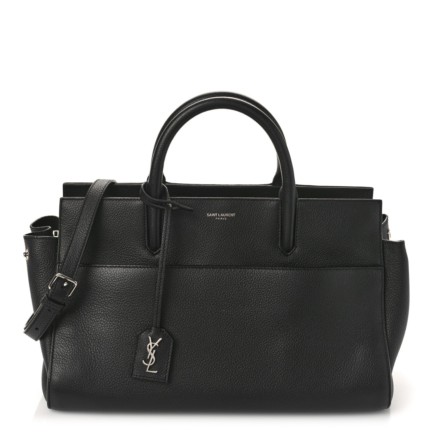 Saint Laurent Grained Calfskin Small Cabas Rive Gauche Black 1 of 10