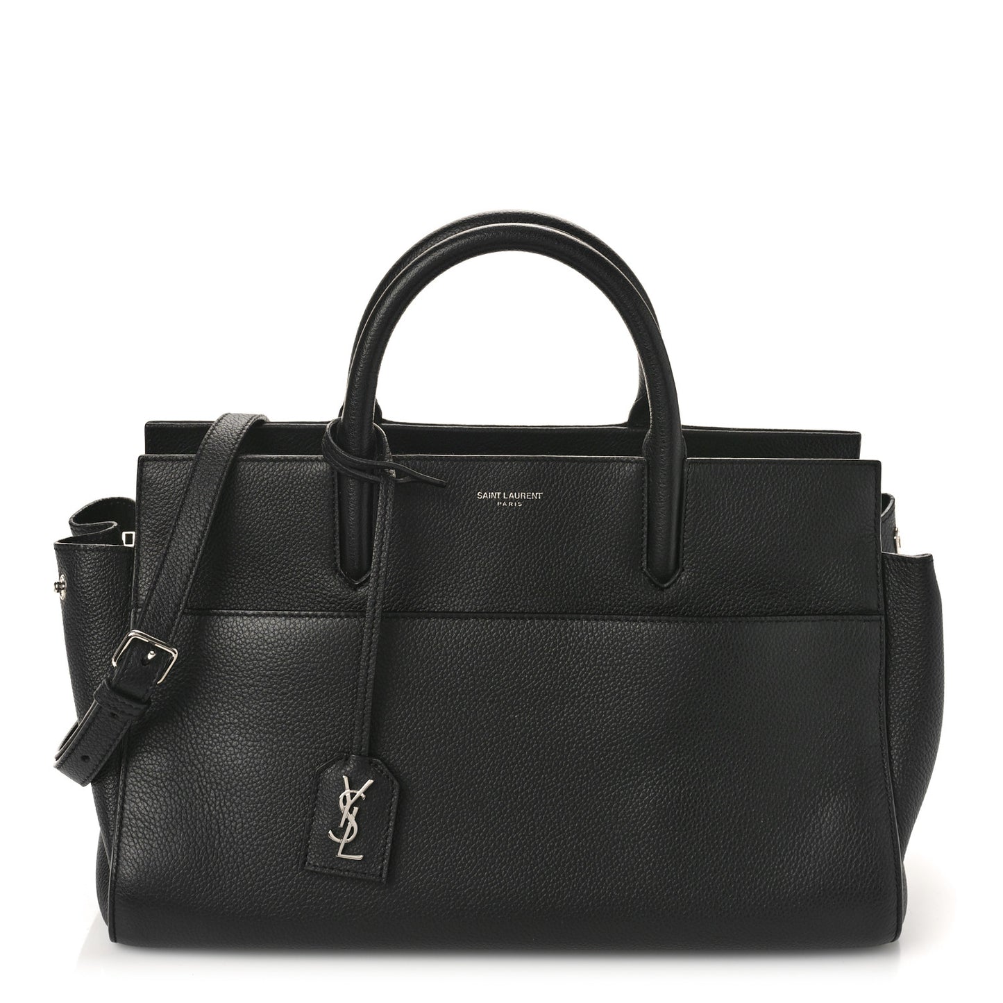 Grained Calfskin Small Cabas Rive Gauche Black