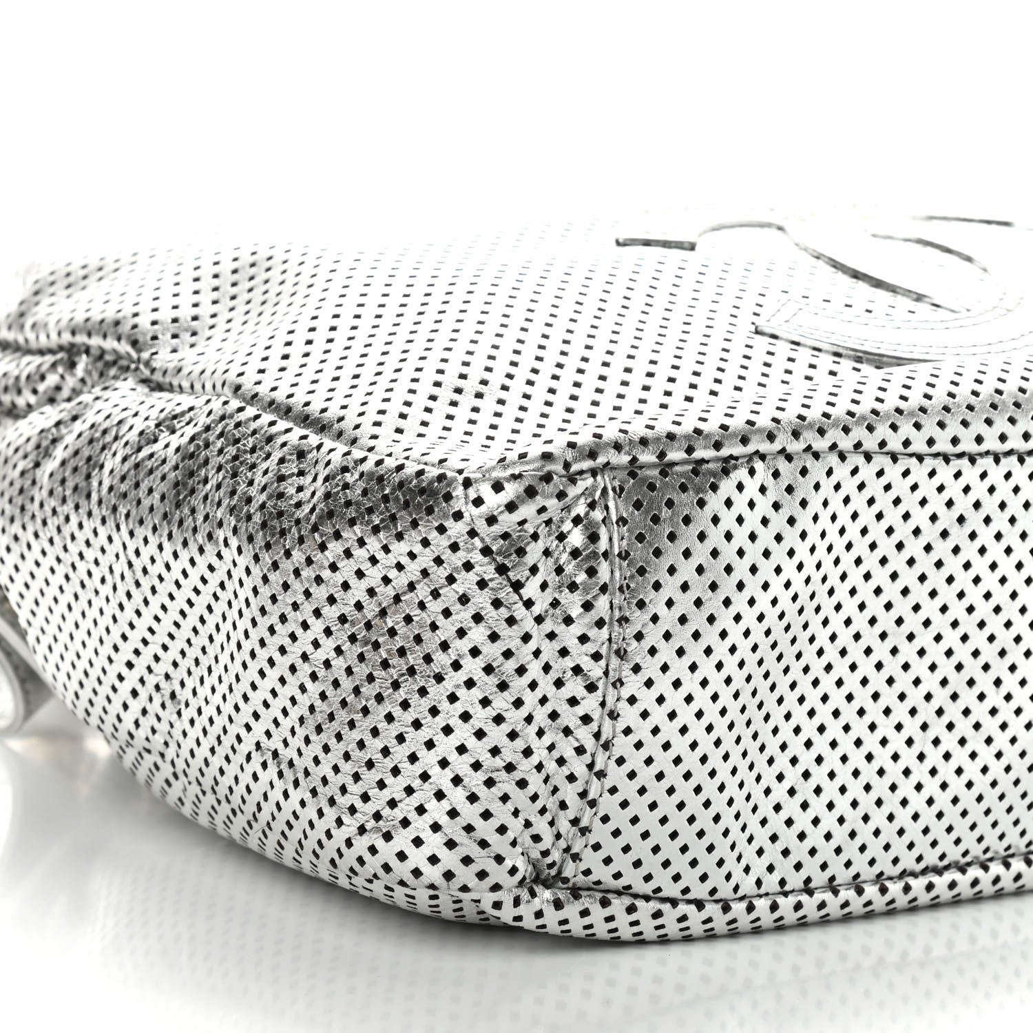Chanel Metallic Glazed Calfskin Perforated Medium Rodeo Drive Tote Silver 8 of 9