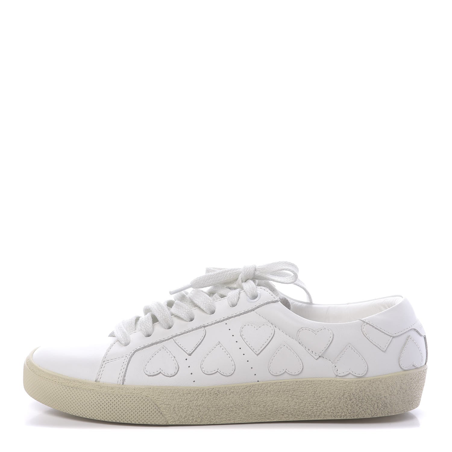 Saint Laurent Calfskin Heart Court Classic Sneakers 36.5 White 1 of 9