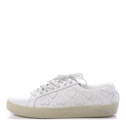 Saint Laurent Calfskin Heart Court Classic Sneakers 36.5 White 1 of 9