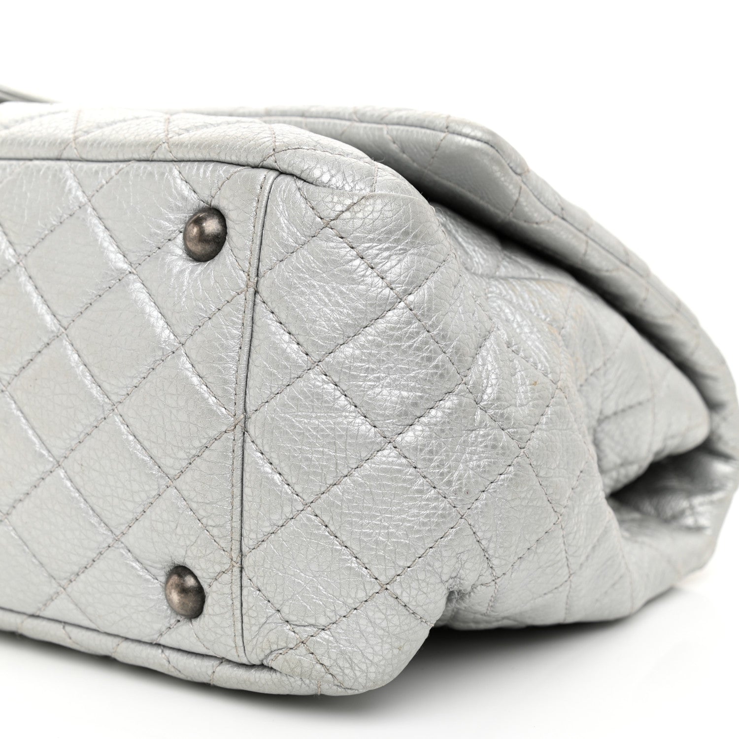 Chanel Metallic Calfskin Quilted XXL Travel Flap Bag Silver 10 of 14