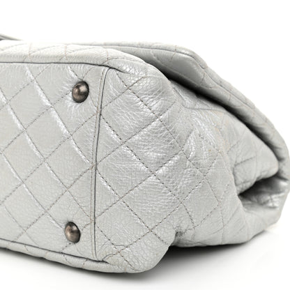 Chanel Metallic Calfskin Quilted XXL Travel Flap Bag Silver 10 of 14