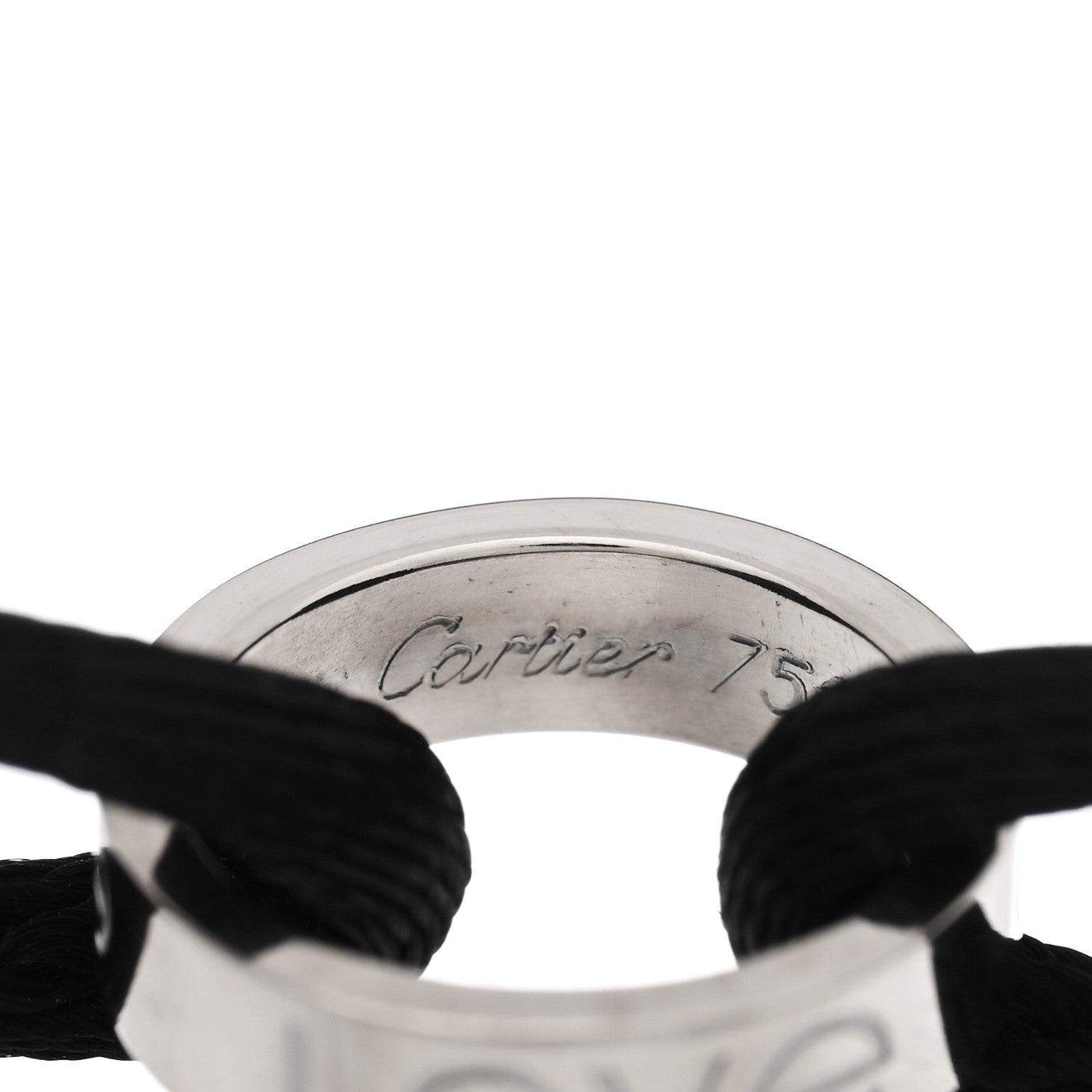 Cartier 18K White Gold Charity LOVE Adjustable Cord Bracelet Black 3 of 3