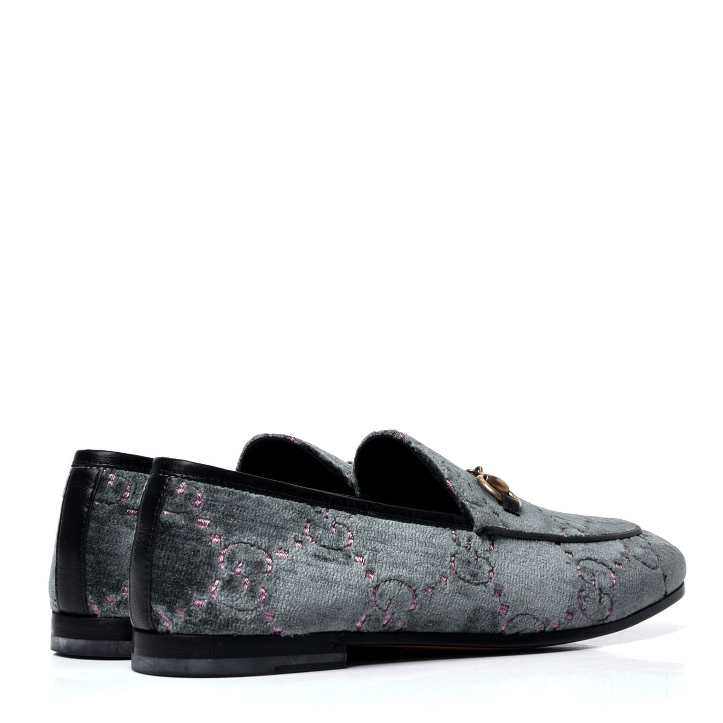 Velvet Malaga Kid GG Monogram Horsebit Womens Jordaan Loafers 35.5 Avio Dusty Pink Black