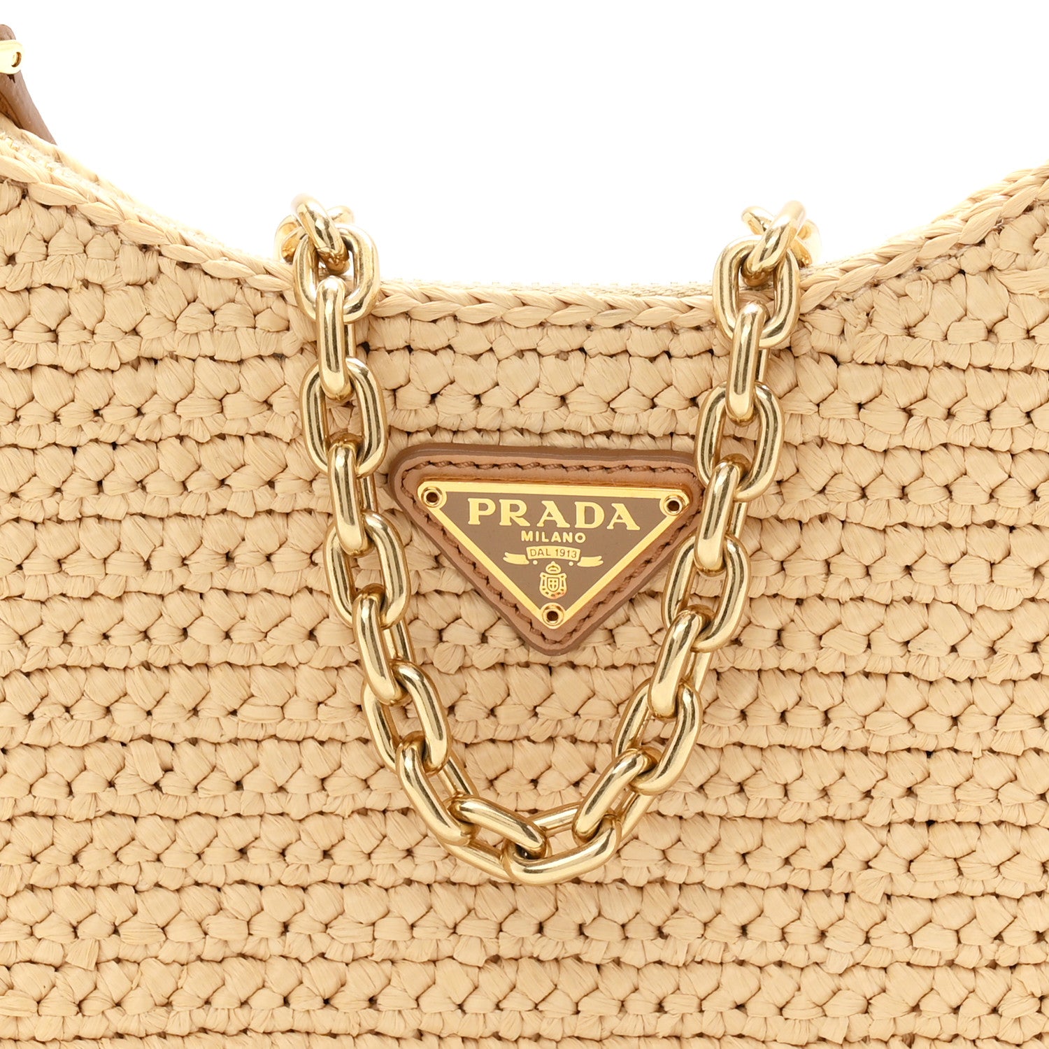 Prada Yarn Raffia Effect Crochet Re-Edition 2005 Shoulder Bag Naturale 9 of 12